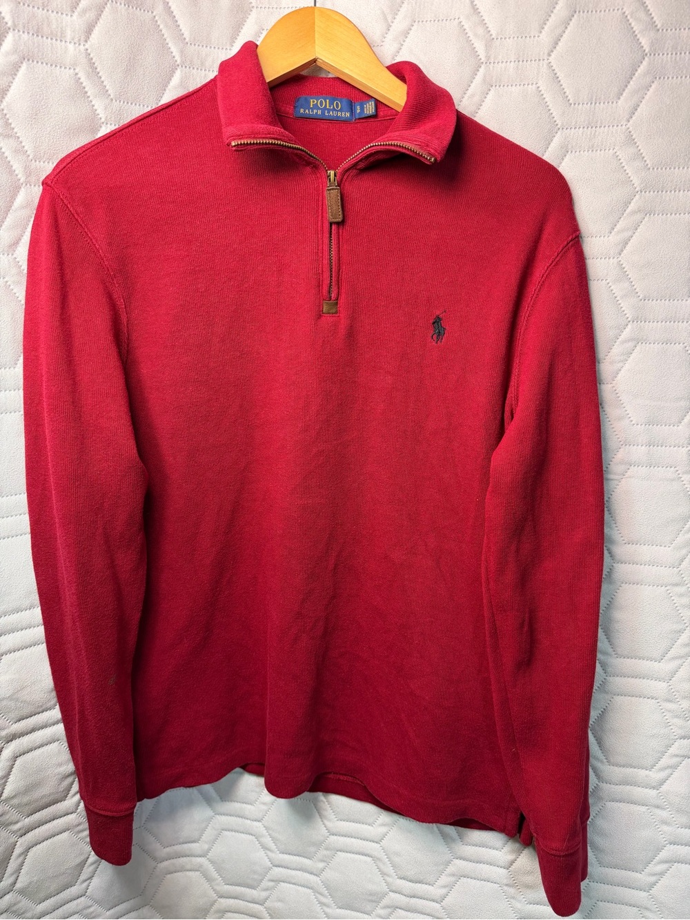 Ralph Lauren Burgundy Quarter-Zip Sweater100% Cotton  S